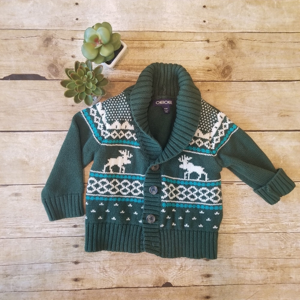 Green baby sweater